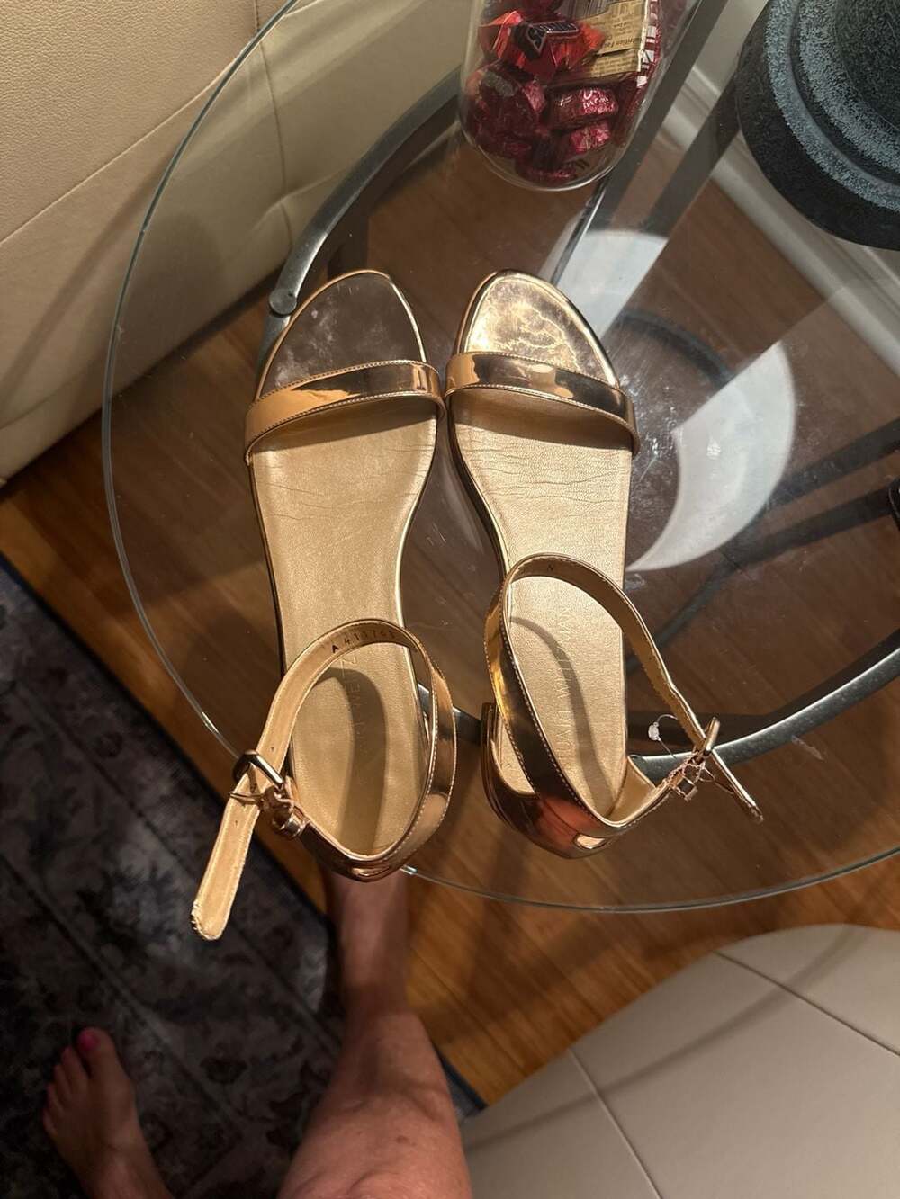 Stuart Weitzman Rose Gold Metallic Ankle Strap Sandals Size 9N